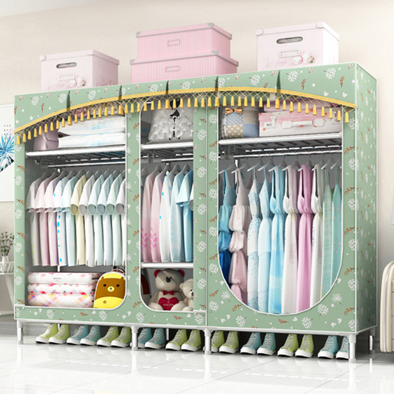 Contemporary Style Steel Wardrobe 3-door Wardrobe Closet with Legs