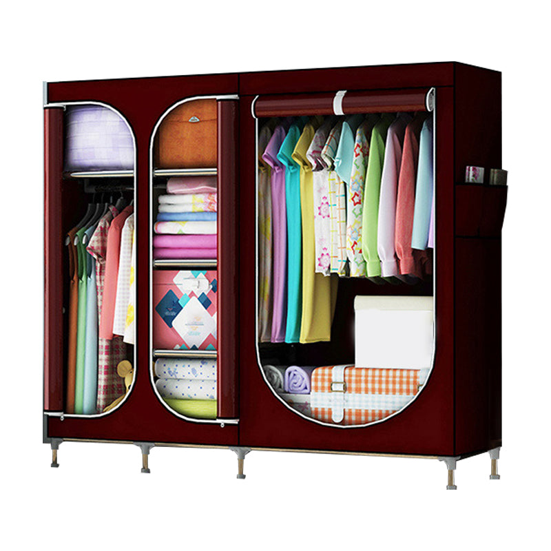 Contemporary Style Steel Wardrobe 3-door Wardrobe Closet with Legs