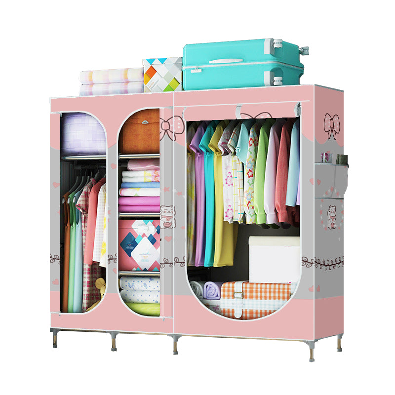 Contemporary Style Steel Wardrobe 3-door Wardrobe Closet with Legs