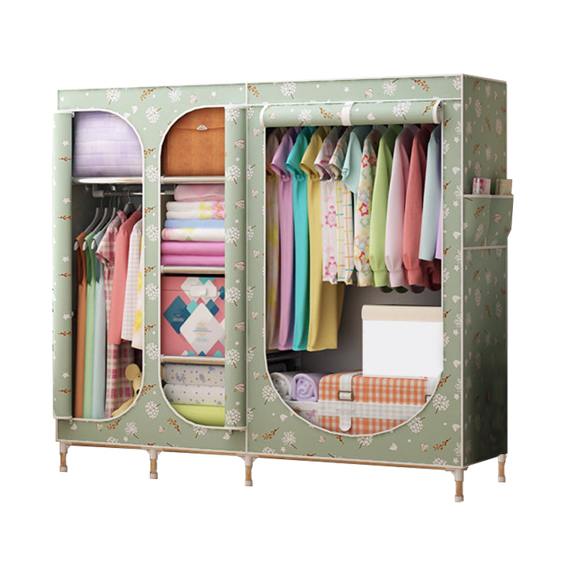 Contemporary Style Steel Wardrobe 3-door Wardrobe Closet with Legs