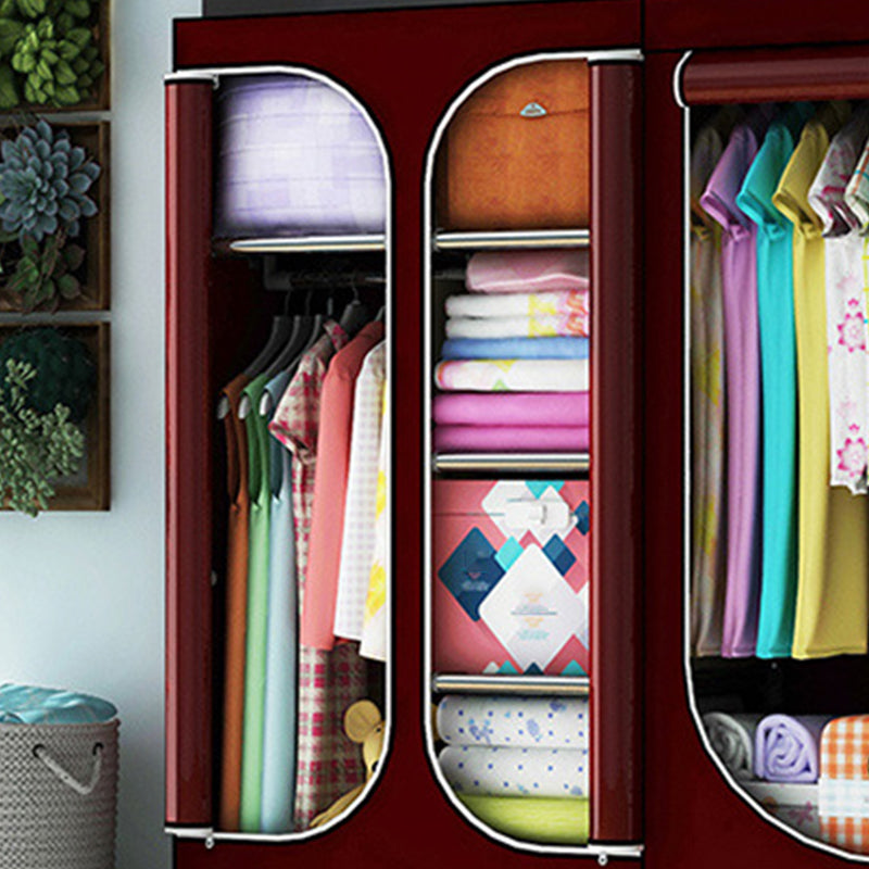 Contemporary Style Steel Wardrobe 3-door Wardrobe Closet with Legs