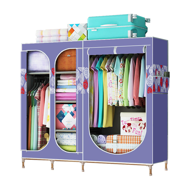 Contemporary Style Steel Wardrobe 3-door Wardrobe Closet with Legs