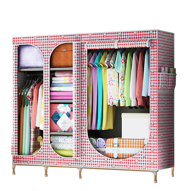 Contemporary Style Steel Wardrobe 3-door Wardrobe Closet with Legs