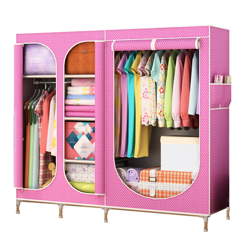 Contemporary Style Steel Wardrobe 3-door Wardrobe Closet with Legs
