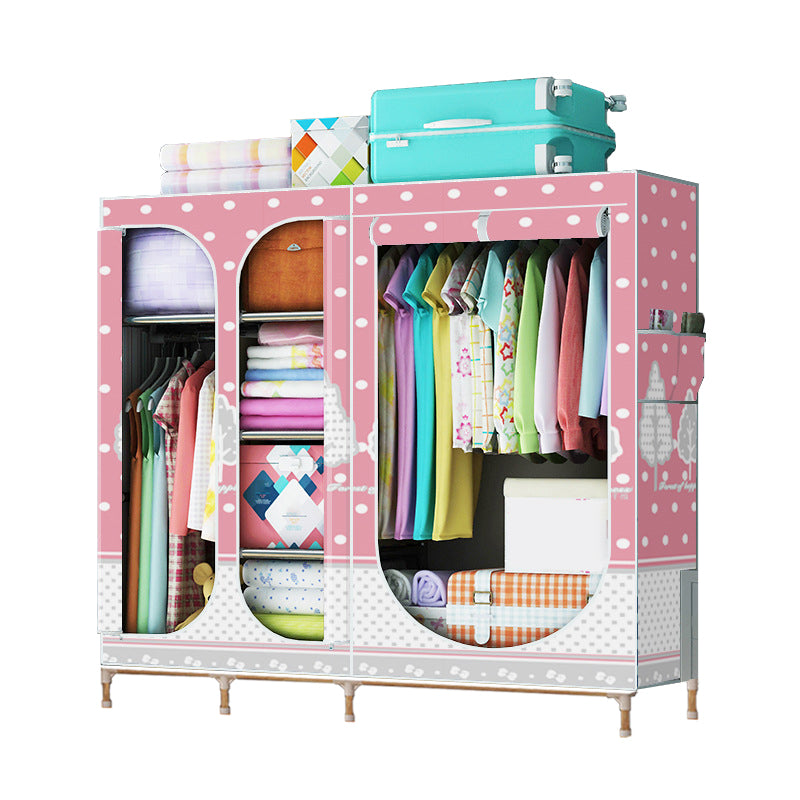 Contemporary Style Steel Wardrobe 3-door Wardrobe Closet with Legs