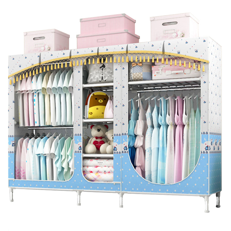 Contemporary Style Steel Wardrobe 3-door Wardrobe Closet with Legs