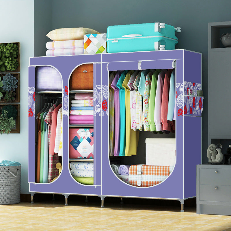 Contemporary Style Steel Wardrobe 3-door Wardrobe Closet with Legs