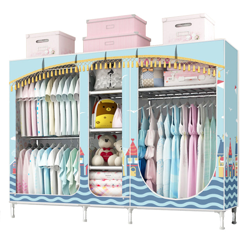 Contemporary Style Steel Wardrobe 3-door Wardrobe Closet with Legs