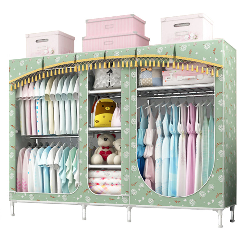 Contemporary Style Steel Wardrobe 3-door Wardrobe Closet with Legs