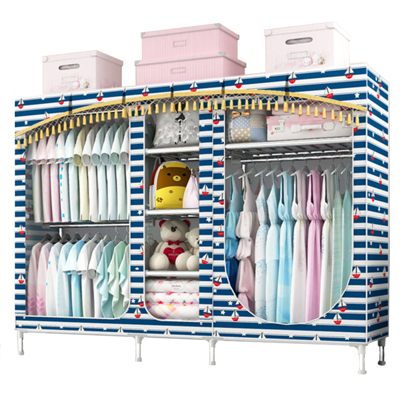 Contemporary Style Steel Wardrobe 3-door Wardrobe Closet with Legs