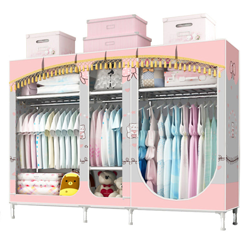 Contemporary Style Steel Wardrobe 3-door Wardrobe Closet with Legs