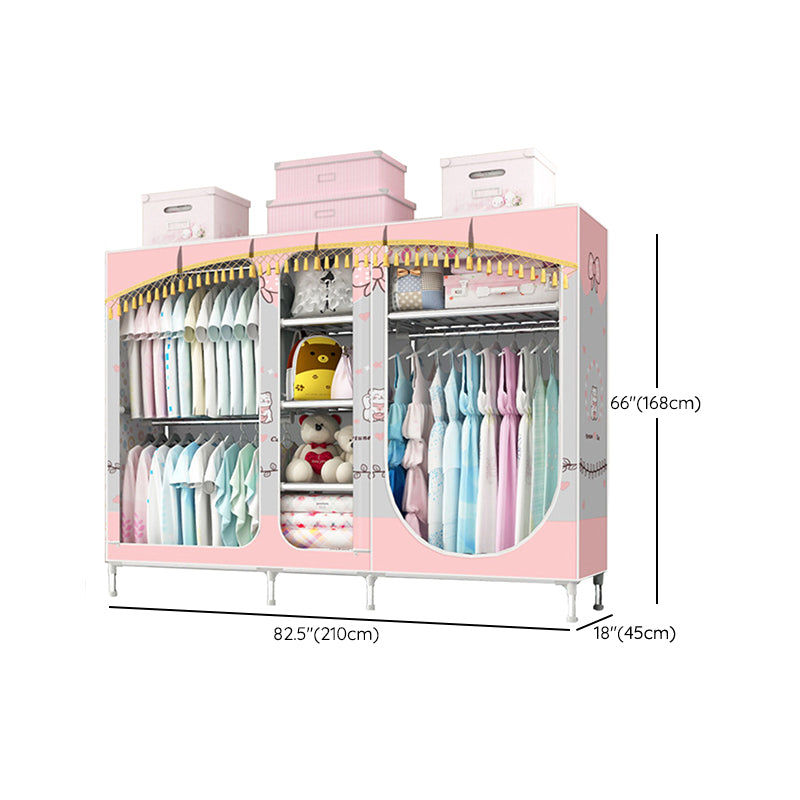 Contemporary Style Steel Wardrobe 3-door Wardrobe Closet with Legs