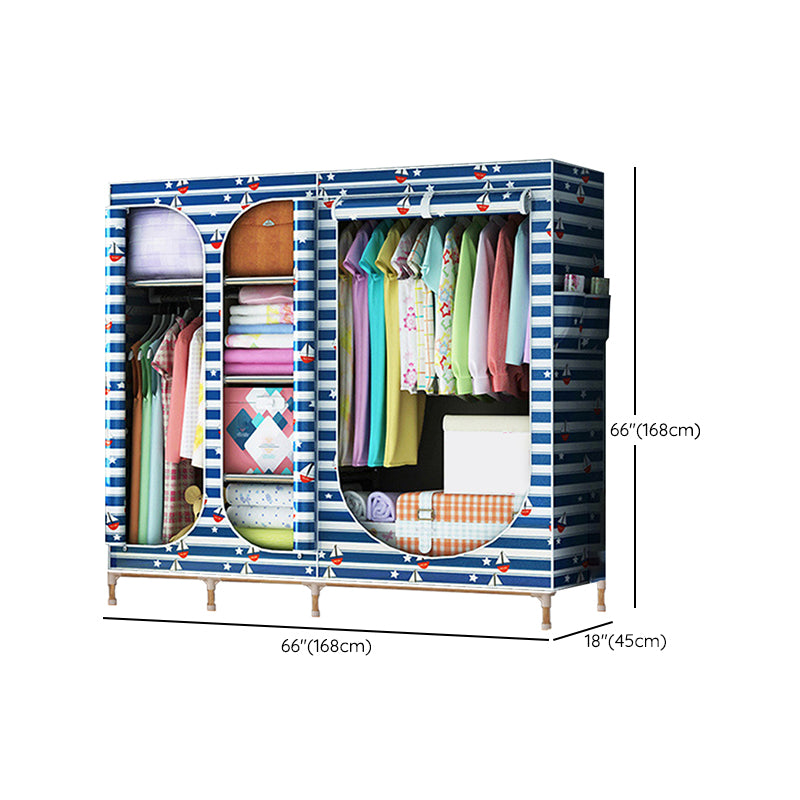 Contemporary Style Steel Wardrobe 3-door Wardrobe Closet with Legs