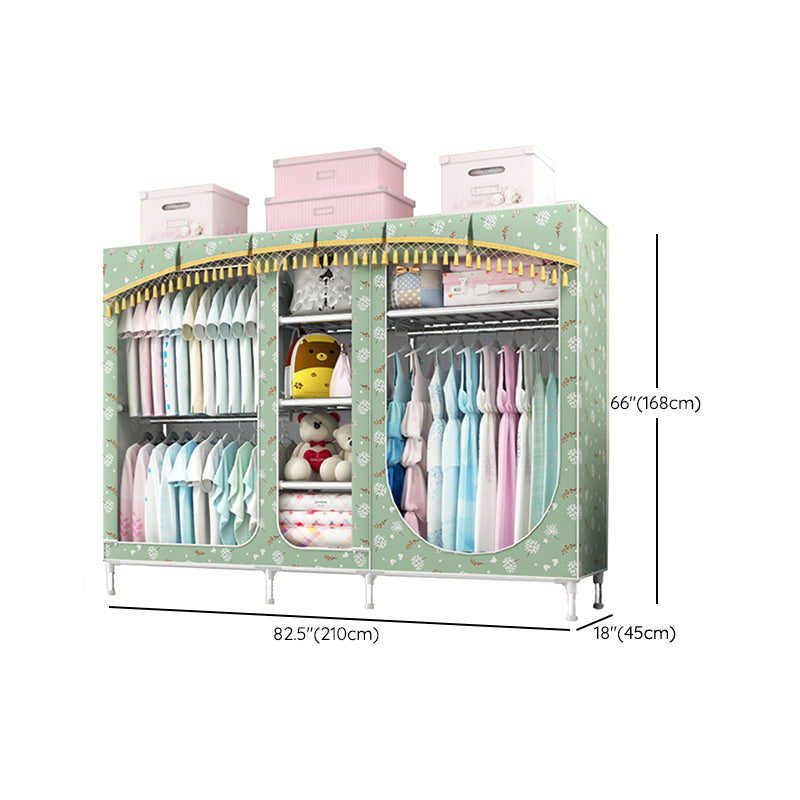 Contemporary Style Steel Wardrobe 3-door Wardrobe Closet with Legs