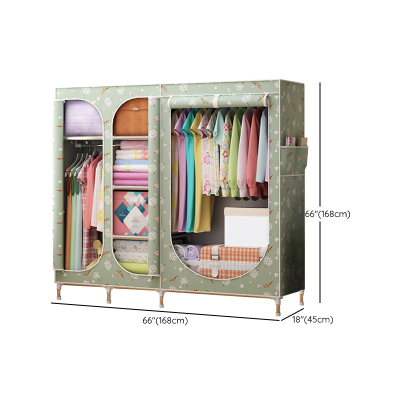 Contemporary Style Steel Wardrobe 3-door Wardrobe Closet with Legs