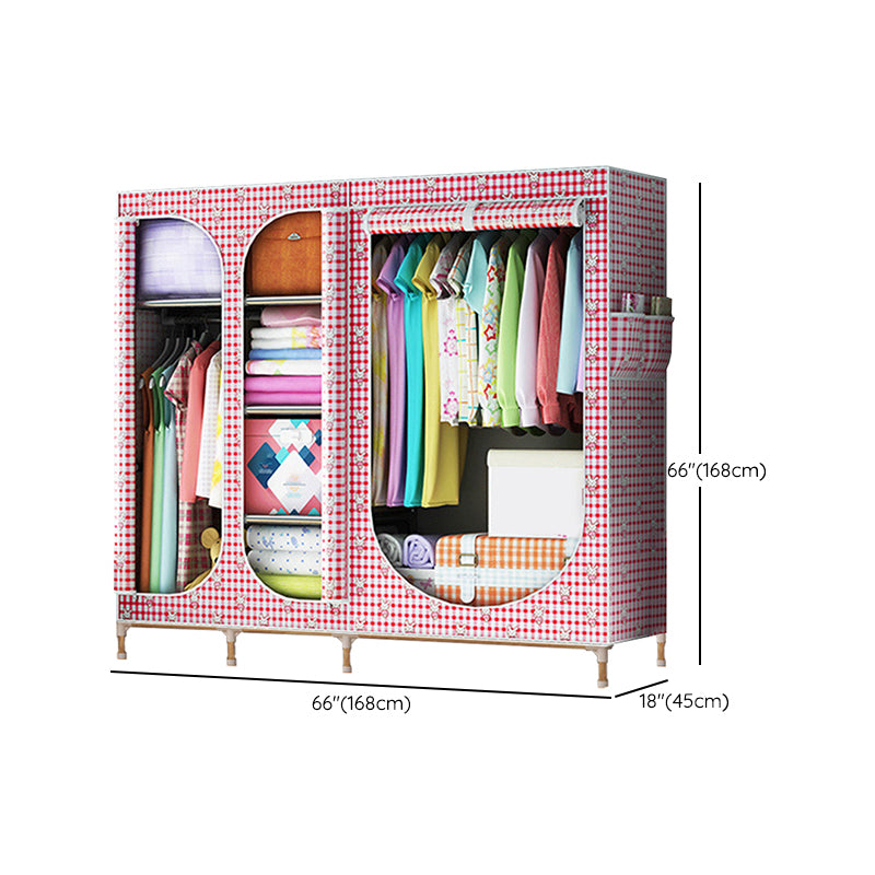 Contemporary Style Steel Wardrobe 3-door Wardrobe Closet with Legs