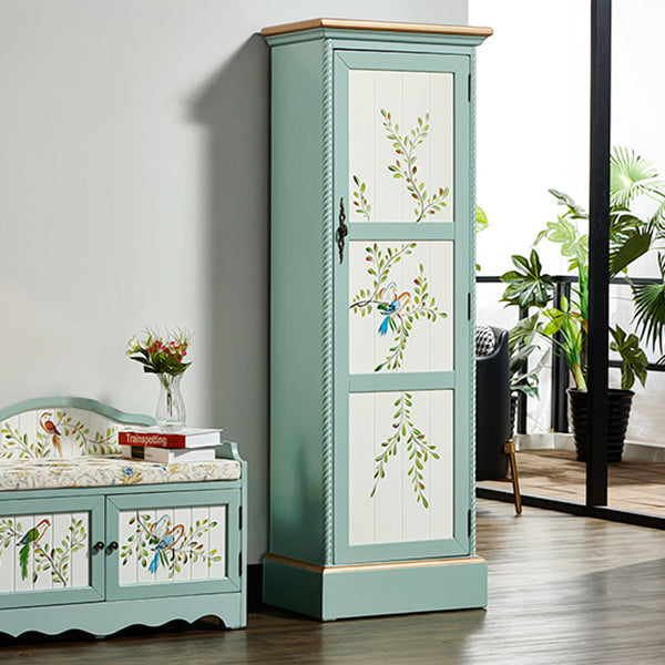 Traditional Birch Wood Cabinet with Mirror Matte Finish Wardrobe for Home