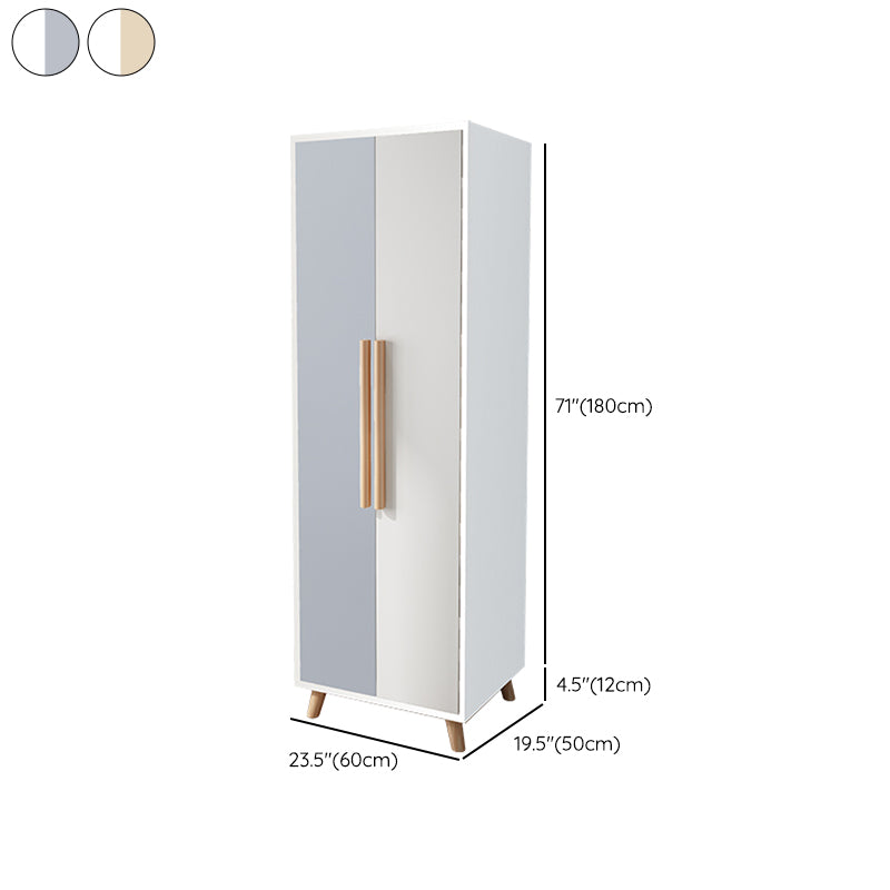 Bedroom Hinged Door Wardrobe with Wooden Legs Modern Cabinet with Clothes Rail