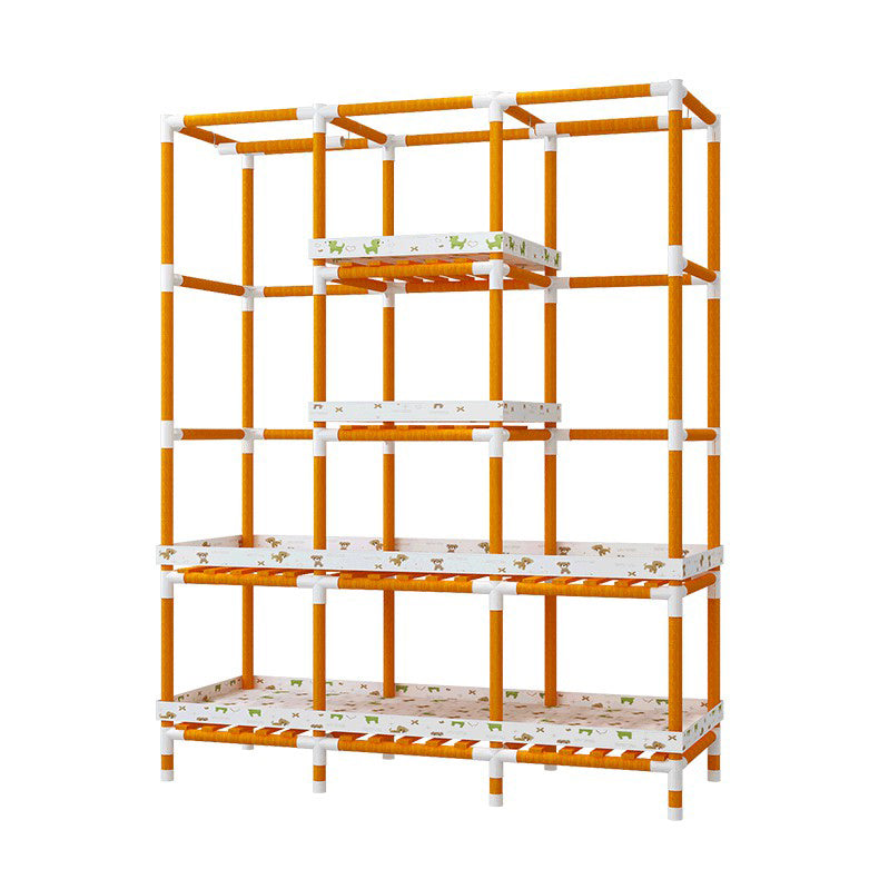 Modern Wardrobe with Clothes Rail Matte Finish Cabinet with Wood Frame