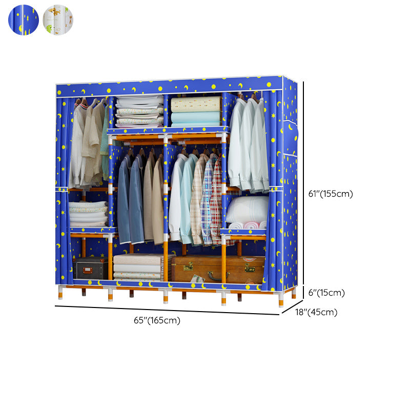 Modern Wardrobe with Clothes Rail Matte Finish Cabinet with Wood Frame