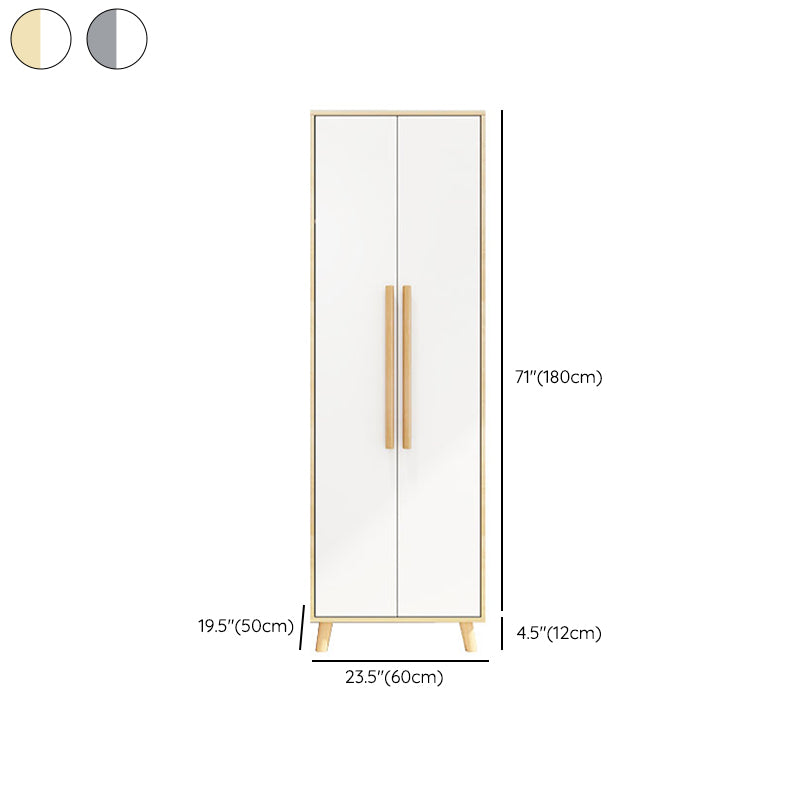 White Engineered Wood Armoire for Bedroom Modern Cabinet with Legs