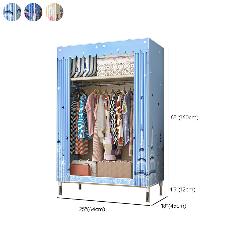 Contemporary Wardrobe Closet with Legs Steel Wardrobe Armoire