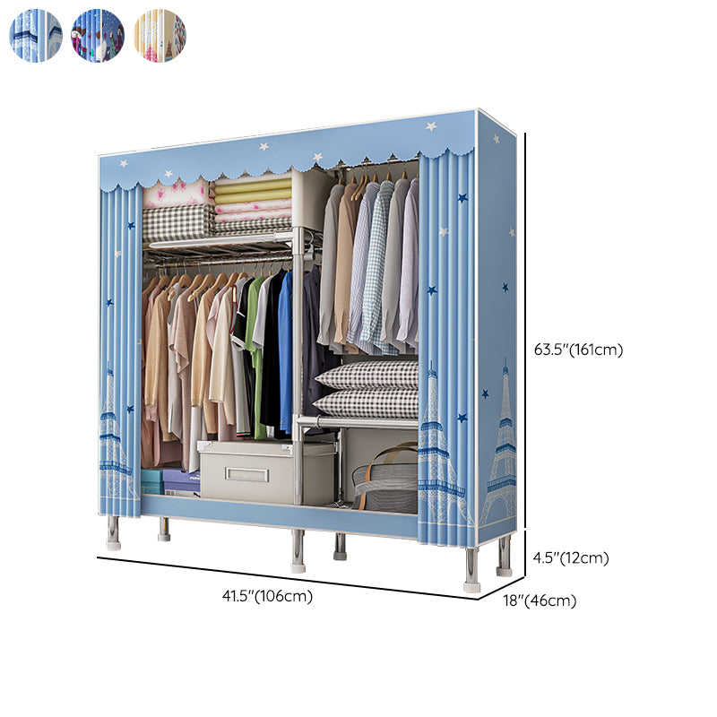 Contemporary Wardrobe Closet with Legs Steel Wardrobe Armoire
