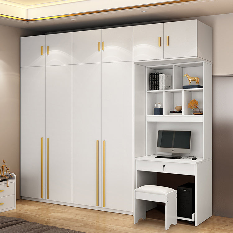 White Colour Wardrobe Wooden 1 Drawer Wardrobe Closet for Bedroom