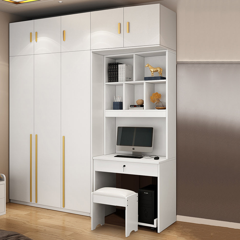 White Colour Wardrobe Wooden 1 Drawer Wardrobe Closet for Bedroom