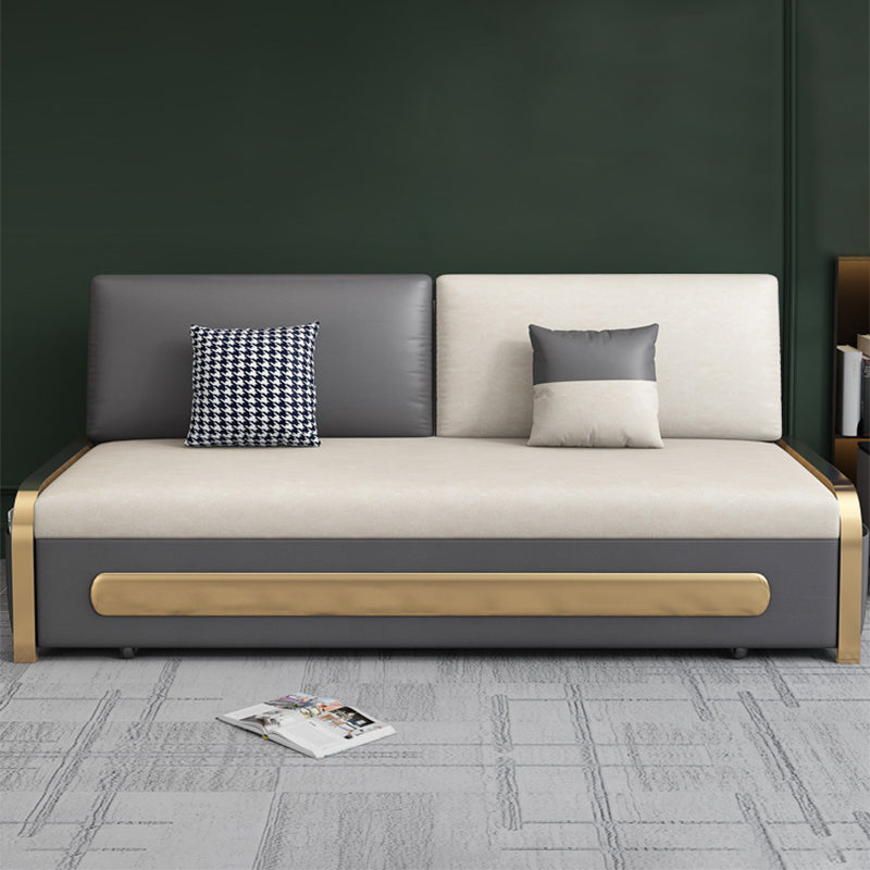 Modern Style 33.46" Wide Sofa Bed Faux Leather Sleeper Sofa with Storage