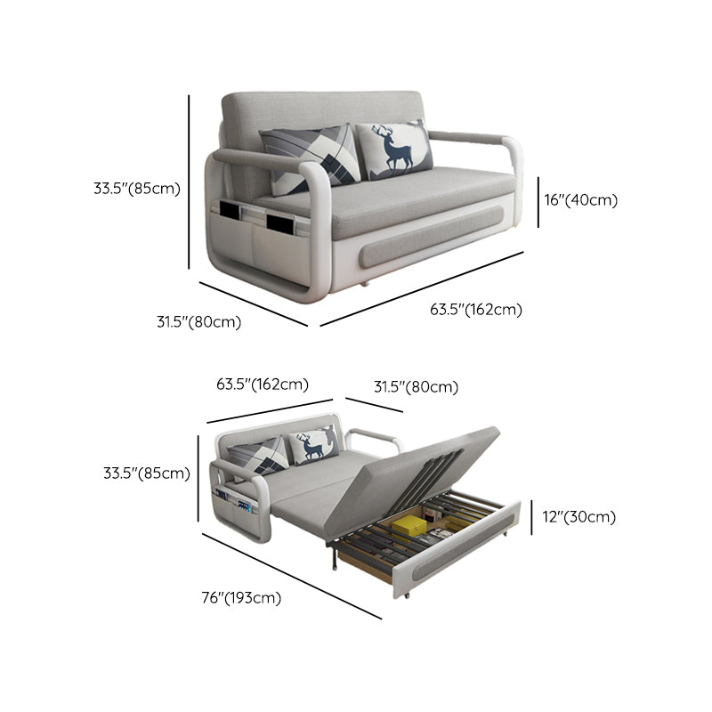 Light Gray 30.70" Wide Sofa Bed Linen Sleeper Sofa with Upholstered and Storage Box