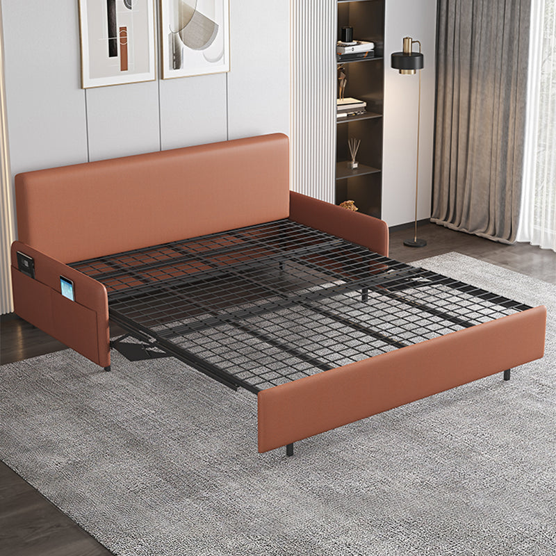 38.58" W Contemporary Faux Leather Armless Sofa Bed for Living Room