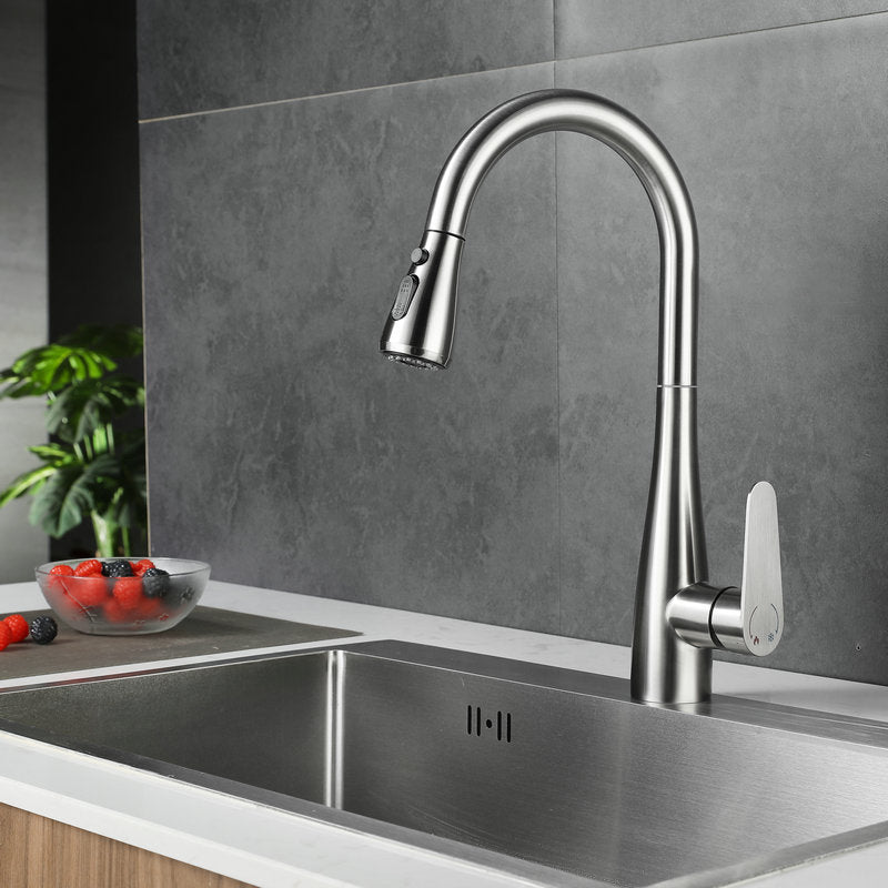 Modern Style Retractable Kitchen Faucet Stainless Steel Single Handle Kitchen Faucet