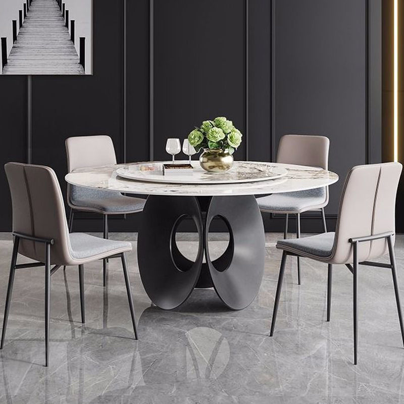 Contemporary Round Dining Table Steel Pedestal Base Table for Dining Room