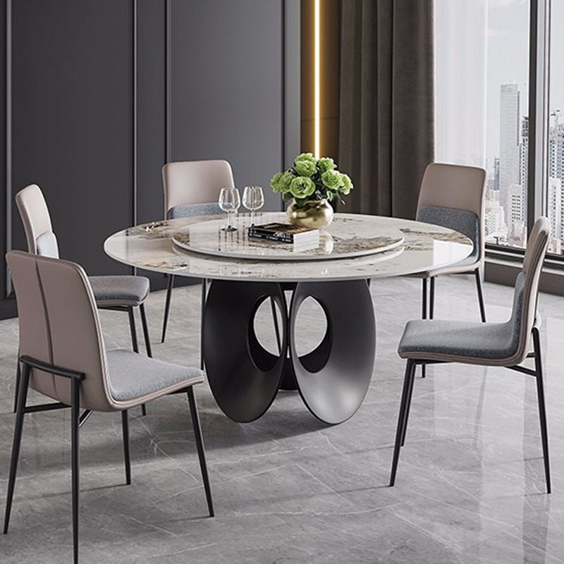 Contemporary Round Dining Table Steel Pedestal Base Table for Dining Room