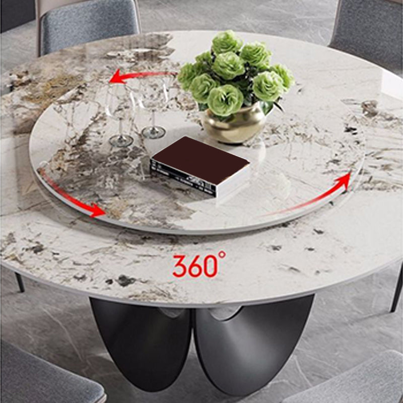 Contemporary Round Dining Table Steel Pedestal Base Table for Dining Room
