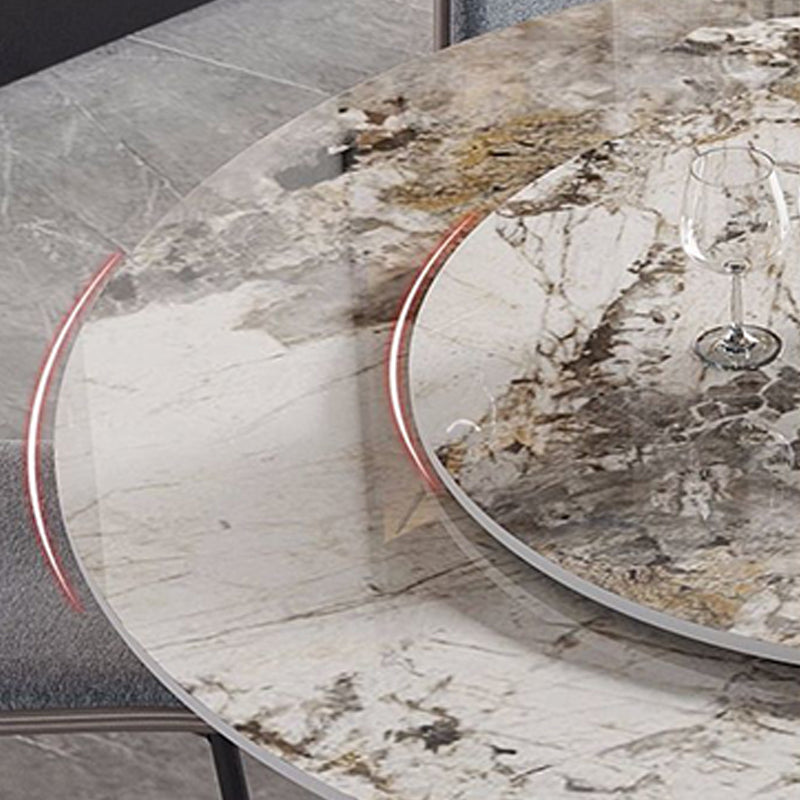 Contemporary Round Dining Table Steel Pedestal Base Table for Dining Room
