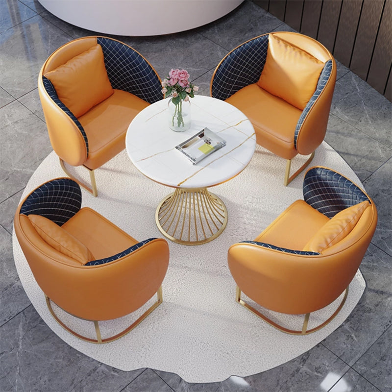 Glam Style Sintered Stone Dining Set Round 1/2/3/4/5 Pieces Dining Table Set for Home Use