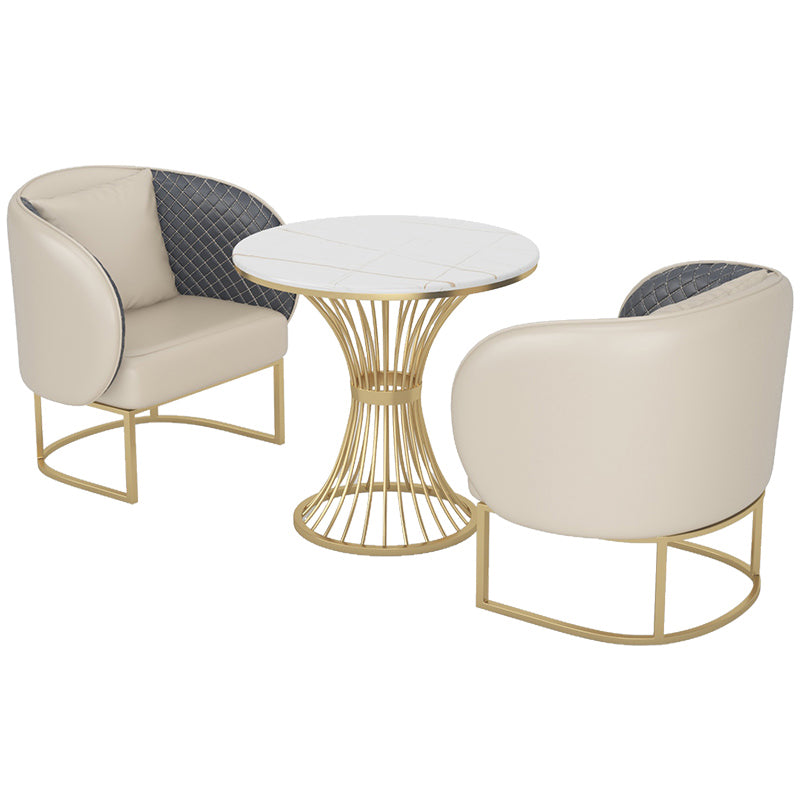 Glam Style Sintered Stone Dining Set Round 1/2/3/4/5 Pieces Dining Table Set for Home Use