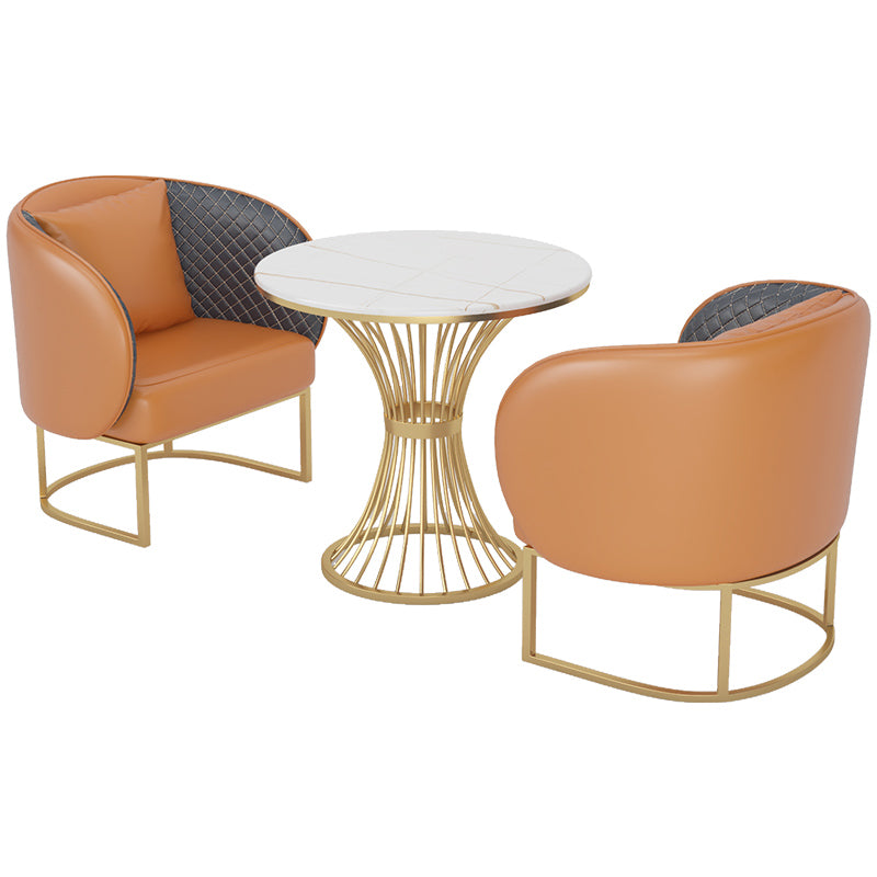 Glam Style Sintered Stone Dining Set Round 1/2/3/4/5 Pieces Dining Table Set for Home Use