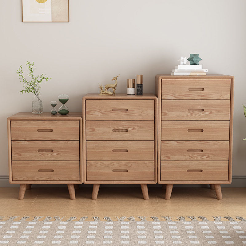 Contemporary Solid Wood Storage Chest Bedroom Vertical Chest with Drawers