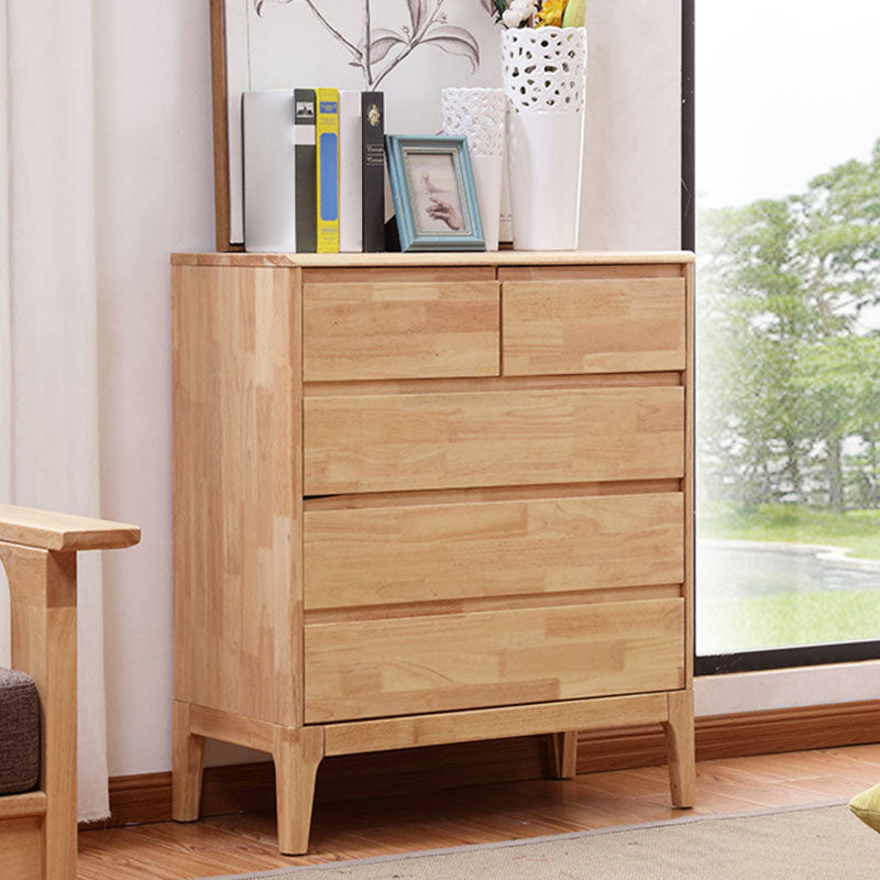 Contemporary Storage Chest Home Rubber Wood Chest with Drawers