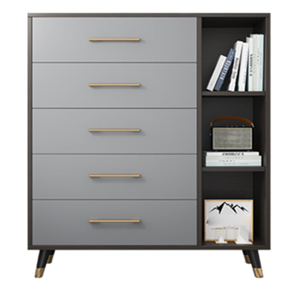 Classic Glam Wood Storage Chest Dresser Gray Bedroom Dresser