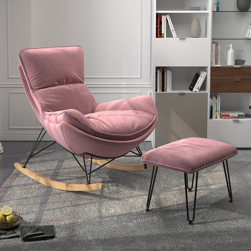 Contemporary Upholstered Rocker Chair Metal Frame Spindle Rocker Chair for Living Room