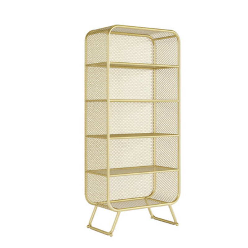 Contemporary Standard Metal Bookcase Closed Back Bookshelf with Rectangular Shelves