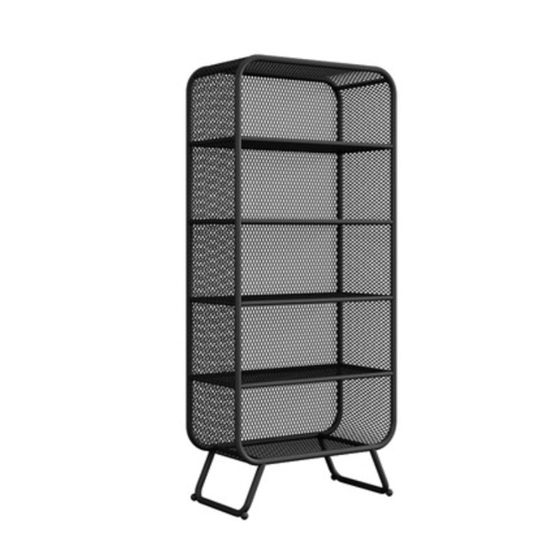 Contemporary Standard Metal Bookcase Closed Back Bookshelf with Rectangular Shelves