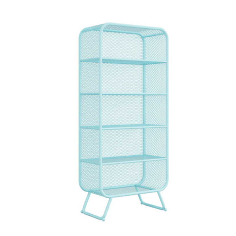 Contemporary Standard Metal Bookcase Closed Back Bookshelf with Rectangular Shelves