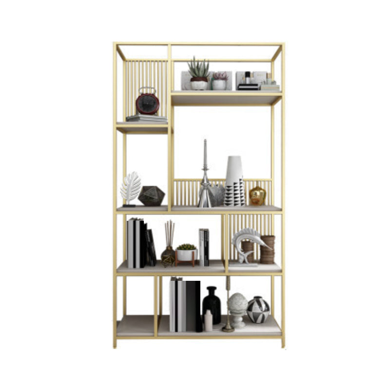 Metal and Wooden Bookshelf Vertical Open Etagere Bookcase with 5 Shelves
