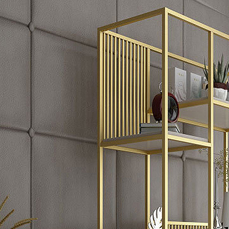 Metal and Wooden Bookshelf Vertical Open Etagere Bookcase with 5 Shelves