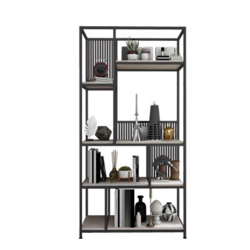 Metal and Wooden Bookshelf Vertical Open Etagere Bookcase with 5 Shelves